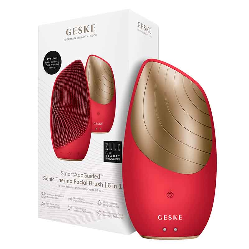 GESKE 000840RE01 Sonic Thermo Facial Brush | 6 in 1 “Special Edition”+ Free Travel bag