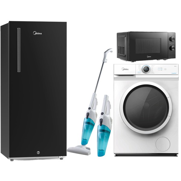 MIDEA FRIDGE 9CFT WASHER 7KG COOKER 60 VACCUM MW